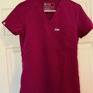 FIGS Dark Magenta Catarina Scrub Top